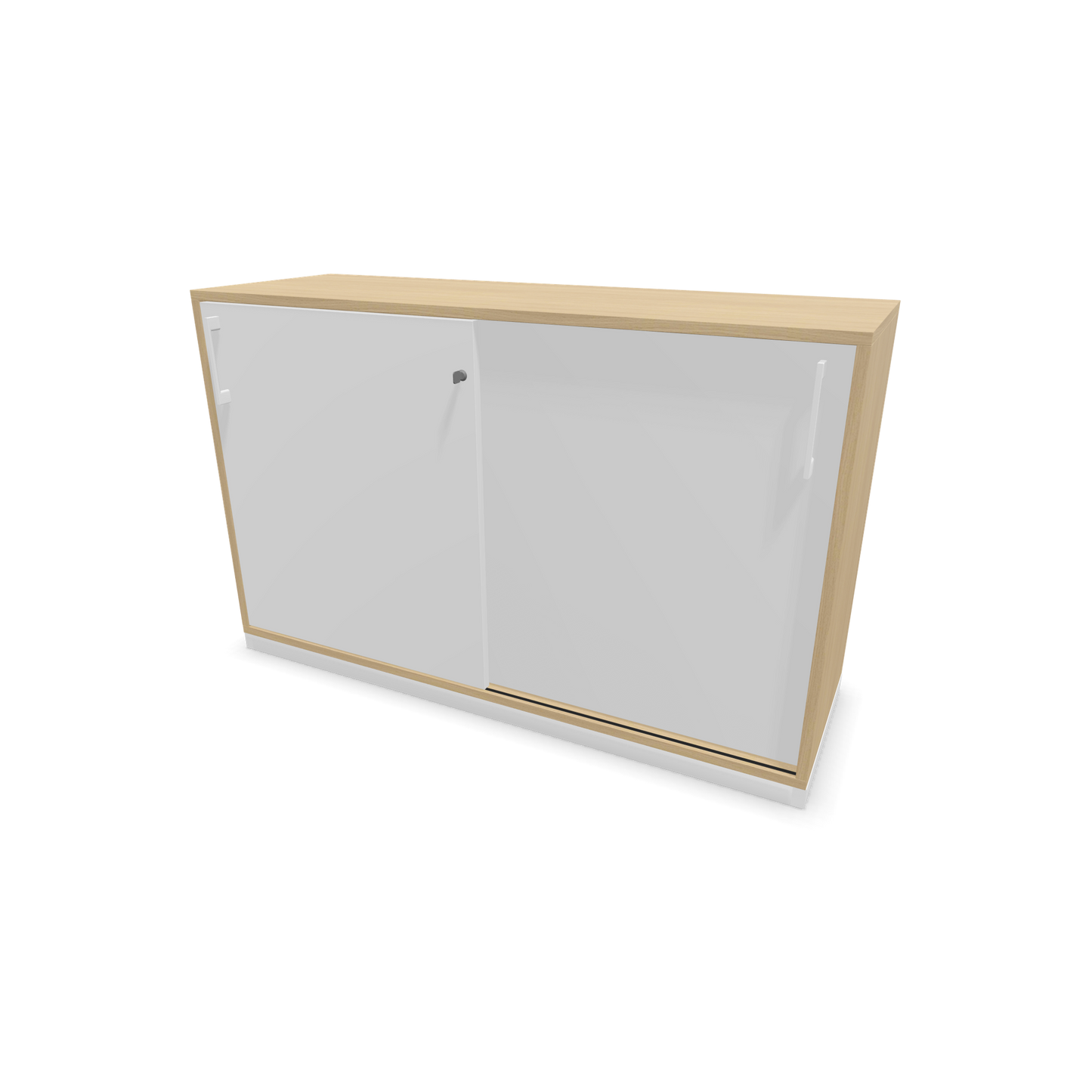 Narbutas Choice Schiebetürschrank 2-OH - 1200mm - Eichendekor gebleicht und weisser Front mit Griffen Weiss - 6026968