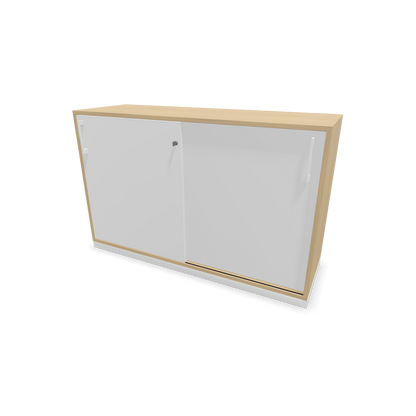 Narbutas Choice Schiebetürschrank 2-OH - 1200mm - Eichendekor gebleicht und weisser Front mit Griffen Weiss - 6026968