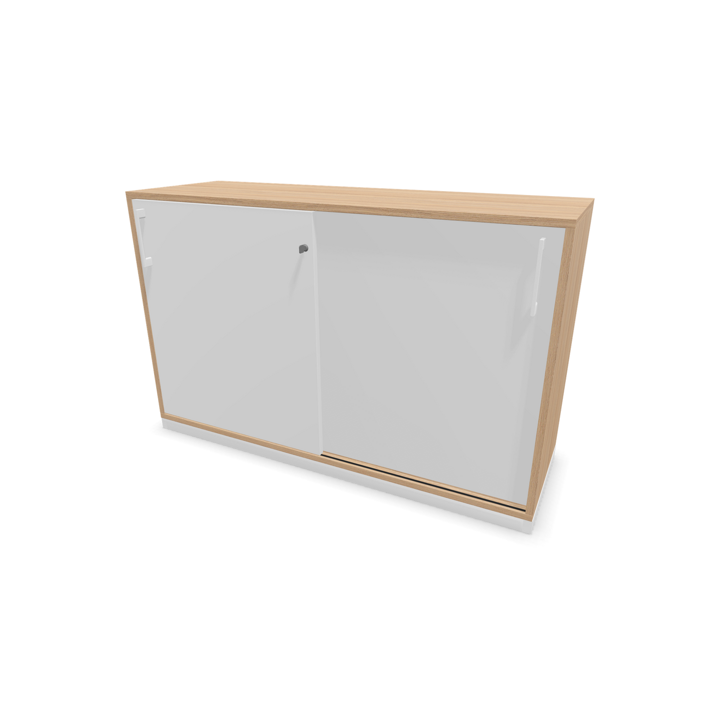 Narbutas Choice Schiebetürschrank 2-OH - 1200mm - Bernsteineichendekor gebleicht und weisser Front mit Griffen Weiss - 6026973