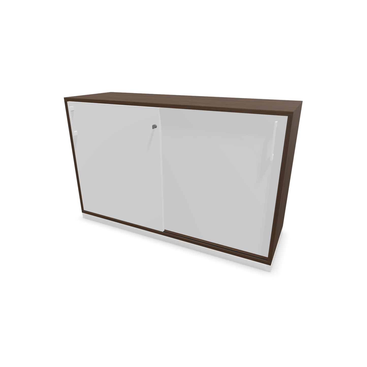 Narbutas Choice Schiebetürschrank 2-OH - 1200mm - Nussbaumdekor dunkel und weisser Front mit Griffen Weiss - 6026983