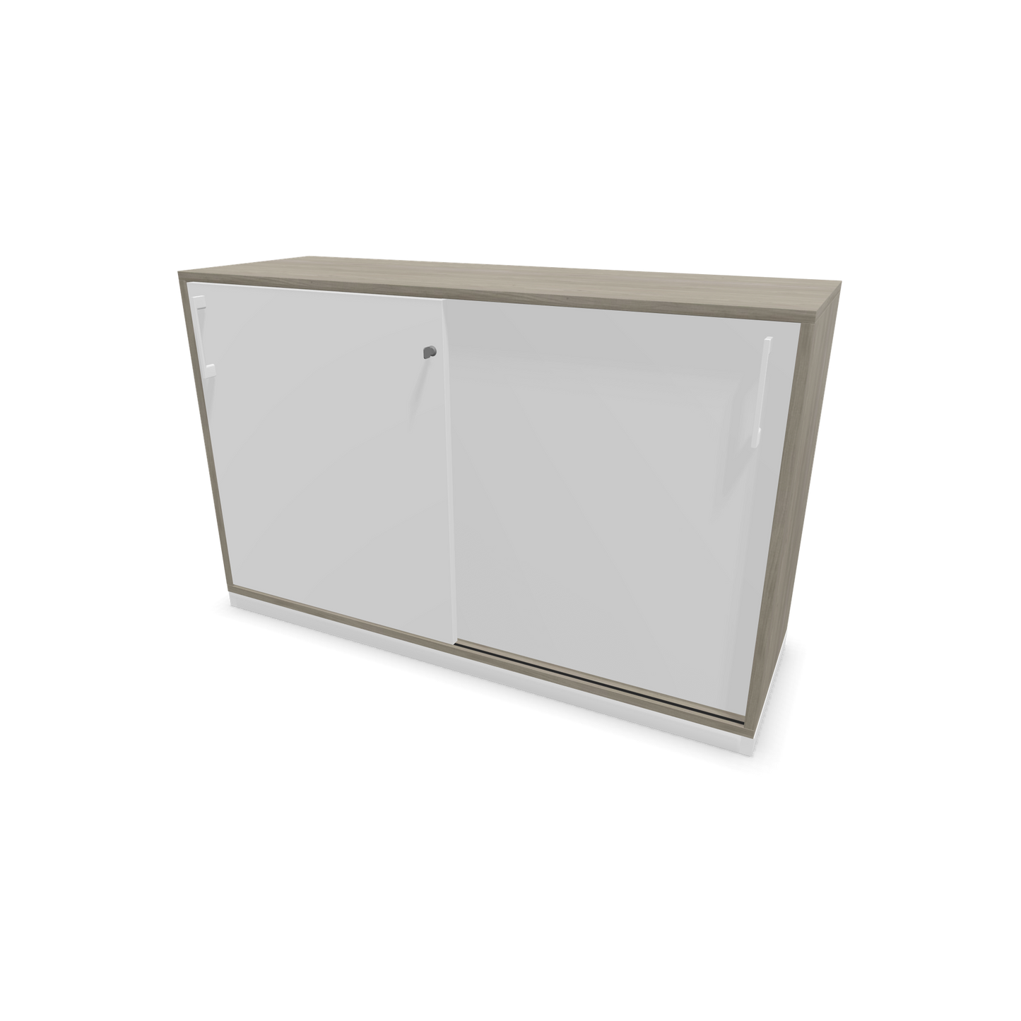 Narbutas Choice Schiebetürschrank 2-OH - 1200mm - Holzdekor grau und weisser Front mit Griffen Weiss - 6026988