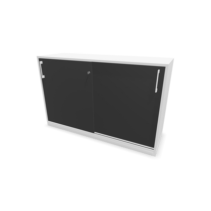 Narbutas Choice Schiebetürschrank 2-OH - 1200mm - Weiss und dunkelgrauer Front mit Griffen Weiss - 6026998