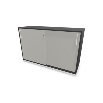 Narbutas Choice Schiebetürschrank 2-OH - 1200mm - Dunkelgrau und perlgrauer Front mit Griffen Weiss - 6027009