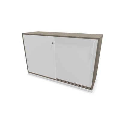 Narbutas Choice Schiebetürschrank 2-OH - 1200mm - Cubanitlgrau und weisser Front mit Griffen Weiss - 6027015