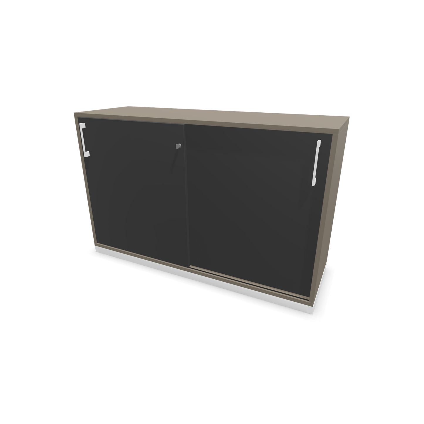 Narbutas Choice Schiebetürschrank 2-OH - 1200mm - Cubanitlgrau und dunkelgrauer Front mit Griffen Weiss - 6027016
