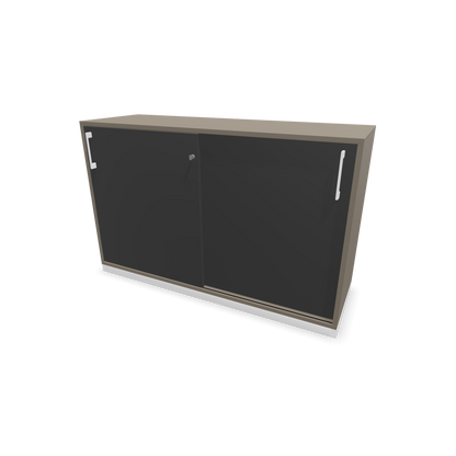 Narbutas Choice Schiebetürschrank 2-OH - 1200mm - Cubanitlgrau und dunkelgrauer Front mit Griffen Weiss - 6027016