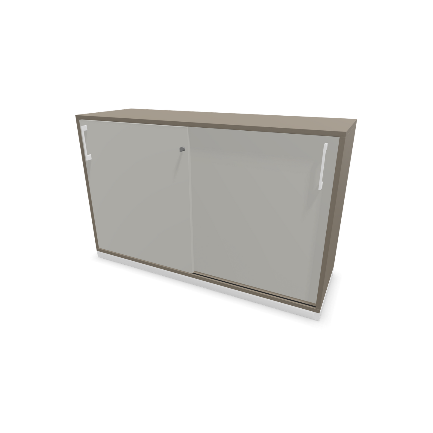 Narbutas Choice Schiebetürschrank 2-OH - 1200mm - Cubanitlgrau und perlgrauer Front mit Griffen Weiss - 6027018