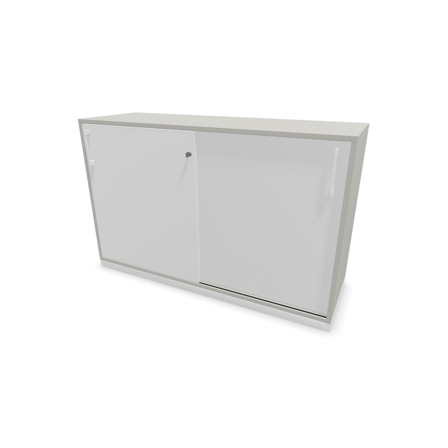 Narbutas Choice Schiebetürschrank 2-OH - 1200mm - Perlgrau und weisser Front mit Griffen Weiss - 6027024