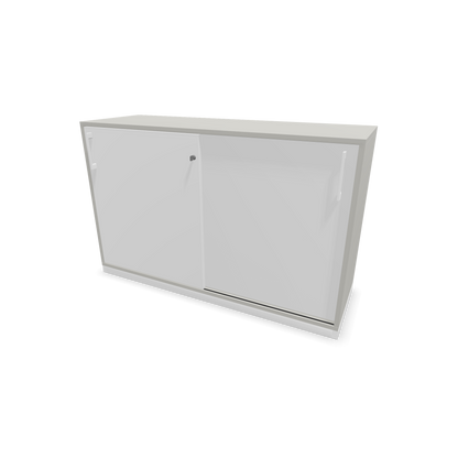 Narbutas Choice Schiebetürschrank 2-OH - 1200mm - Perlgrau und weisser Front mit Griffen Weiss - 6027024