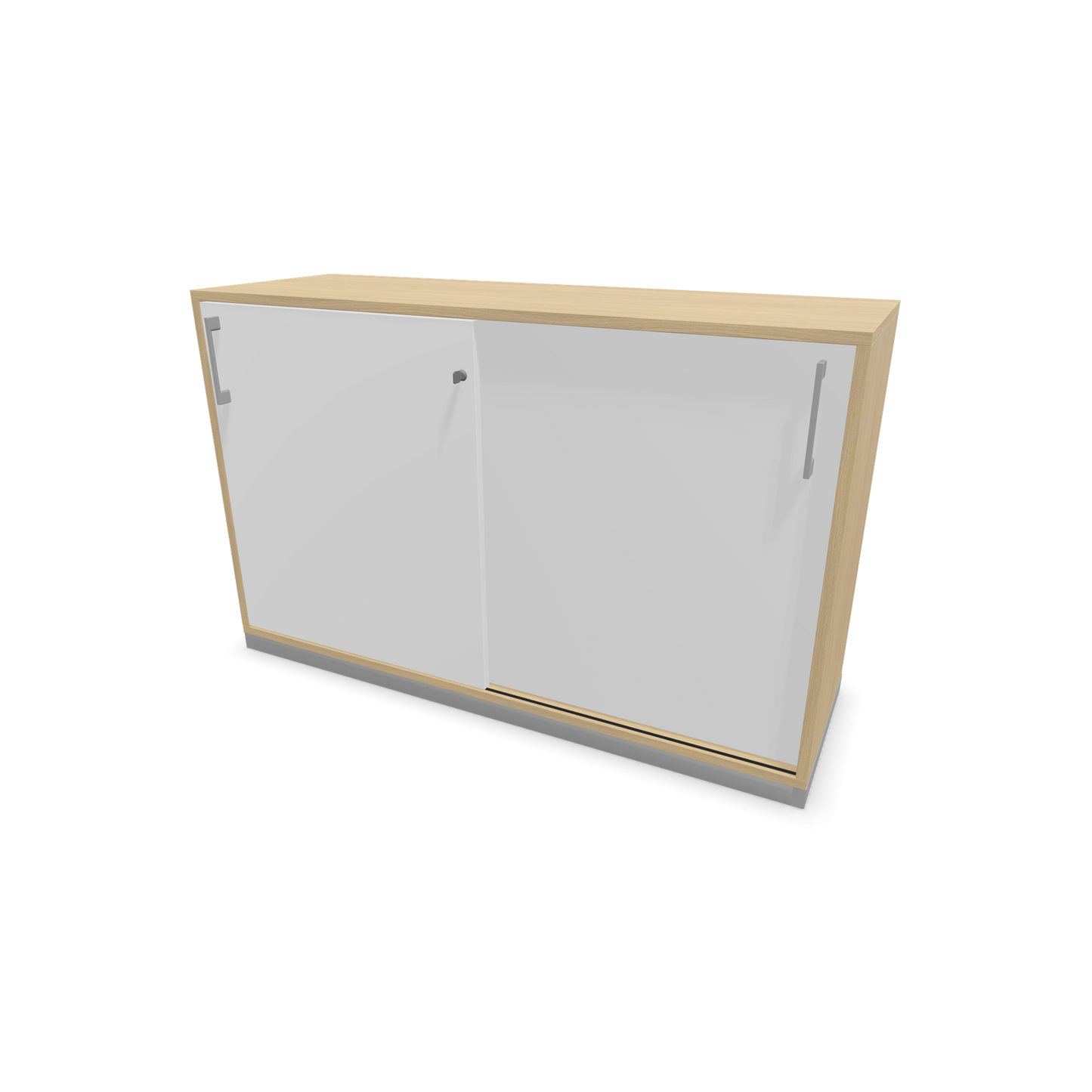 Narbutas Choice Schiebetürschrank 2-OH - 1200mm - Eichendekor gebleicht und weisser Front mit Griffen Silbergrau - 6027029