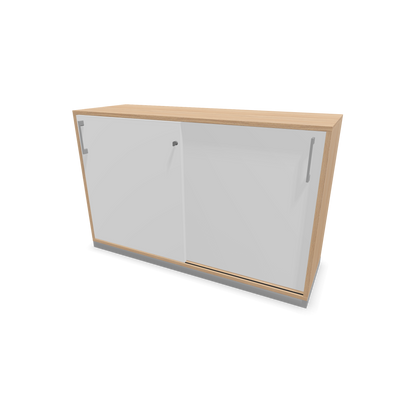 Narbutas Choice Schiebetürschrank 2-OH - 1200mm - Bernsteineichendekor und weisser Front mit Griffen Silbergrau - 6027034
