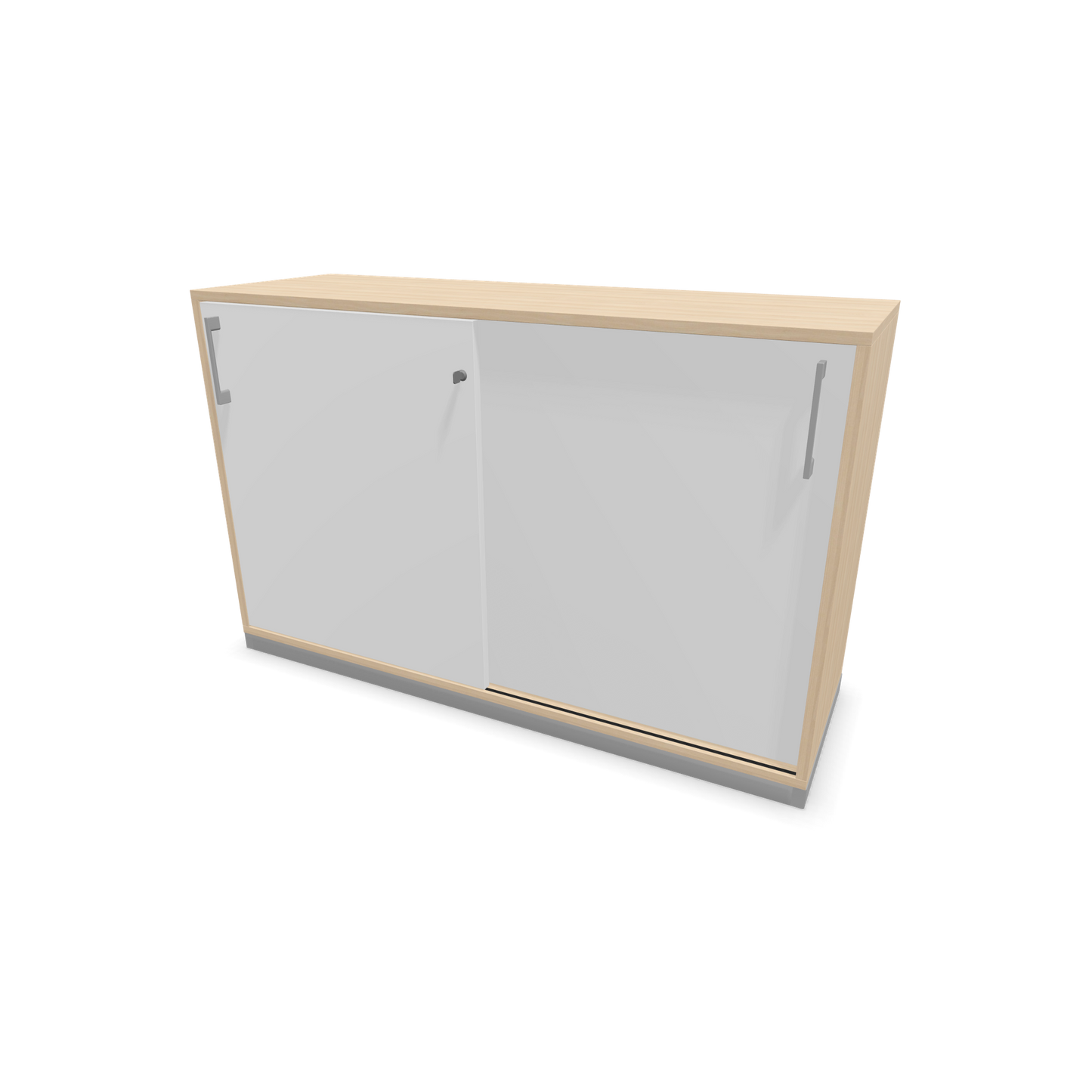 Narbutas Choice Schiebetürschrank 2-OH - 1200mm - Eschendekor sandbeige und weisser Front mit Griffen Silbergrau - 6027039