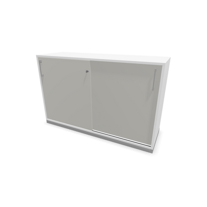 Narbutas Choice Schiebetürschrank 2-OH - 1200mm - Weiss und perlgrauer Front mit Griffen Silbergrau - 6027061