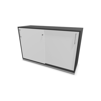 Narbutas Choice Schiebetürschrank 2-OH - 1200mm - Dunkelgrau und weisser Front mit Griffen Silbergrau - 6027067