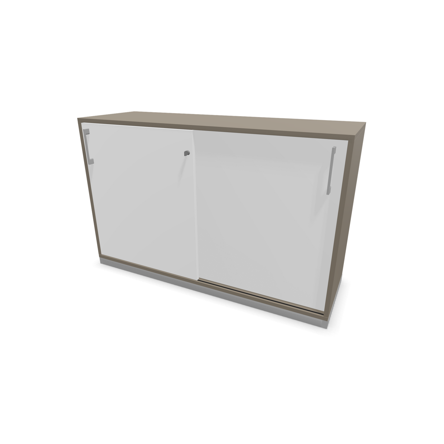 Narbutas Choice Schiebetürschrank 2-OH - 1200mm - Cubanitgrau und weisser Front mit Griffen Silbergrau - 6027076