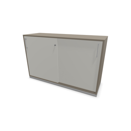Narbutas Choice Schiebetürschrank 2-OH - 1200mm - Cubanitgrau und perlgrauer Front mit Griffen Silbergrau - 6027079