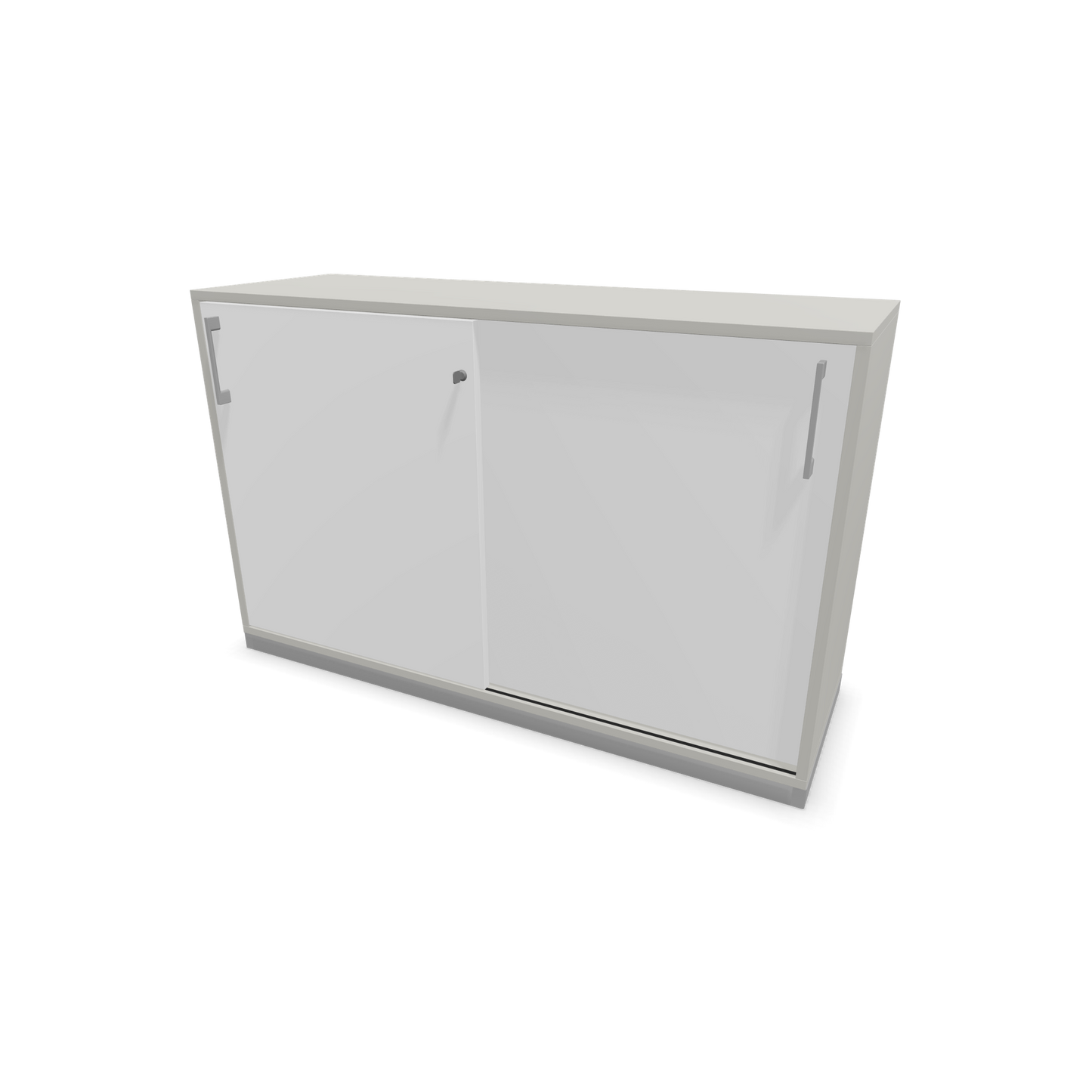 Narbutas Choice Schiebetürschrank 2-OH - 1200mm - Perlgrau und weisser Front mit Griffen Silbergrau - 6027085