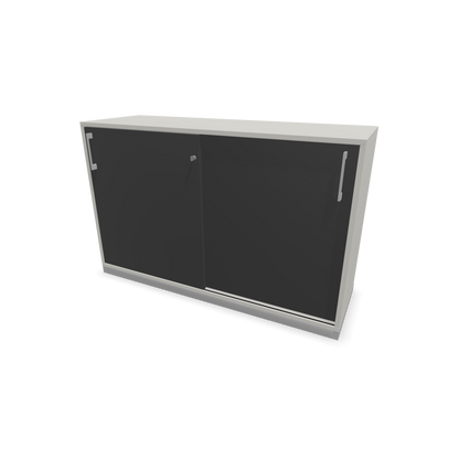 Narbutas Choice Schiebetürschrank 2-OH - 1200mm - Perlgrau und dunkelgrauer Front mit Griffen Silbergrau - 6027086