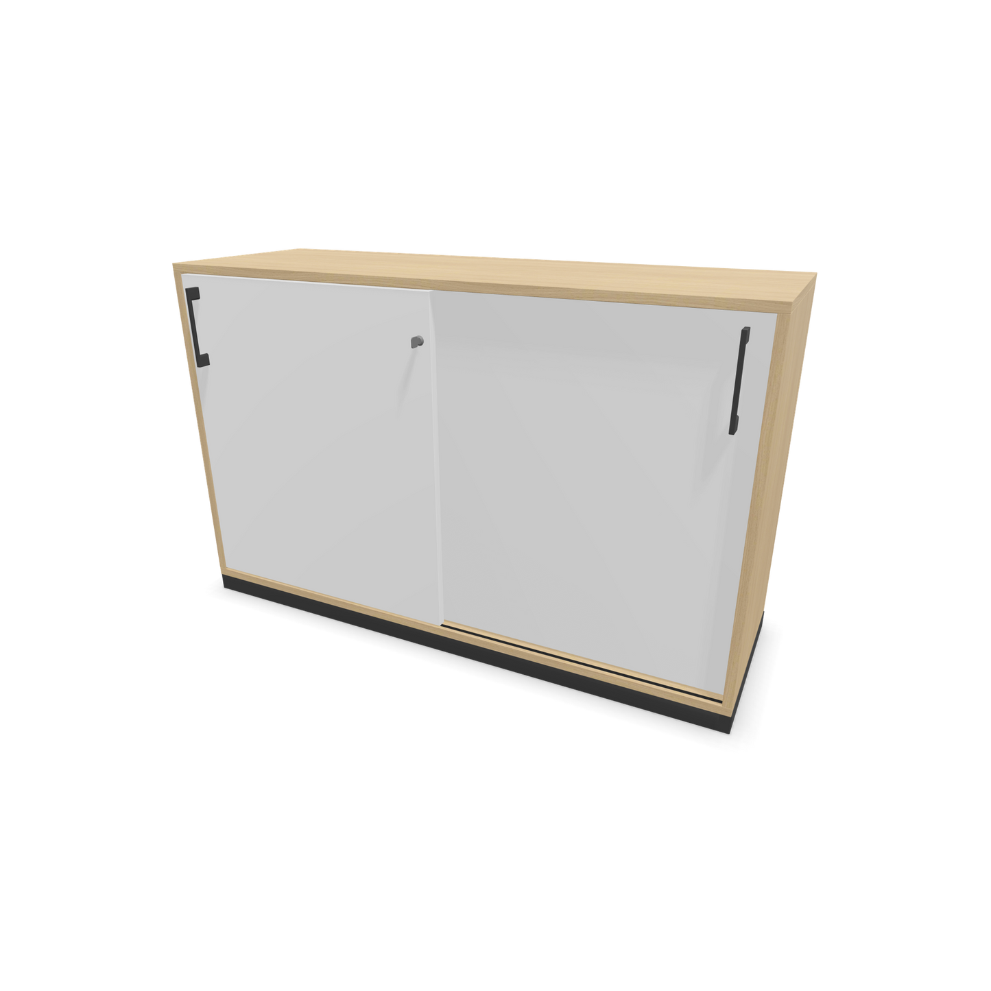 Narbutas Choice Schiebetürschrank 2-OH - 1200mm - Eichendekor gebleicht und weisser Front mit Griffen Dunkelgrau - 6027090