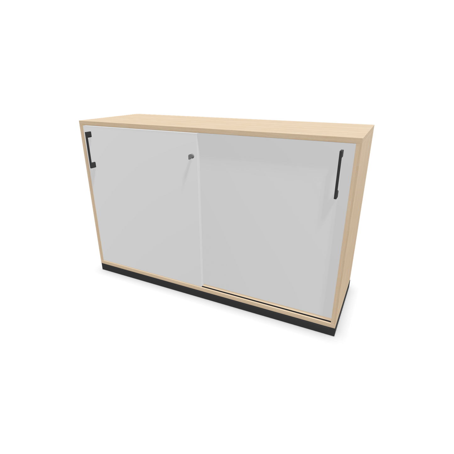 Narbutas Choice Schiebetürschrank 2-OH - 1200mm - Eschendekor sandbeige und weisser Front mit Griffen Dunkelgrau - 6027099
