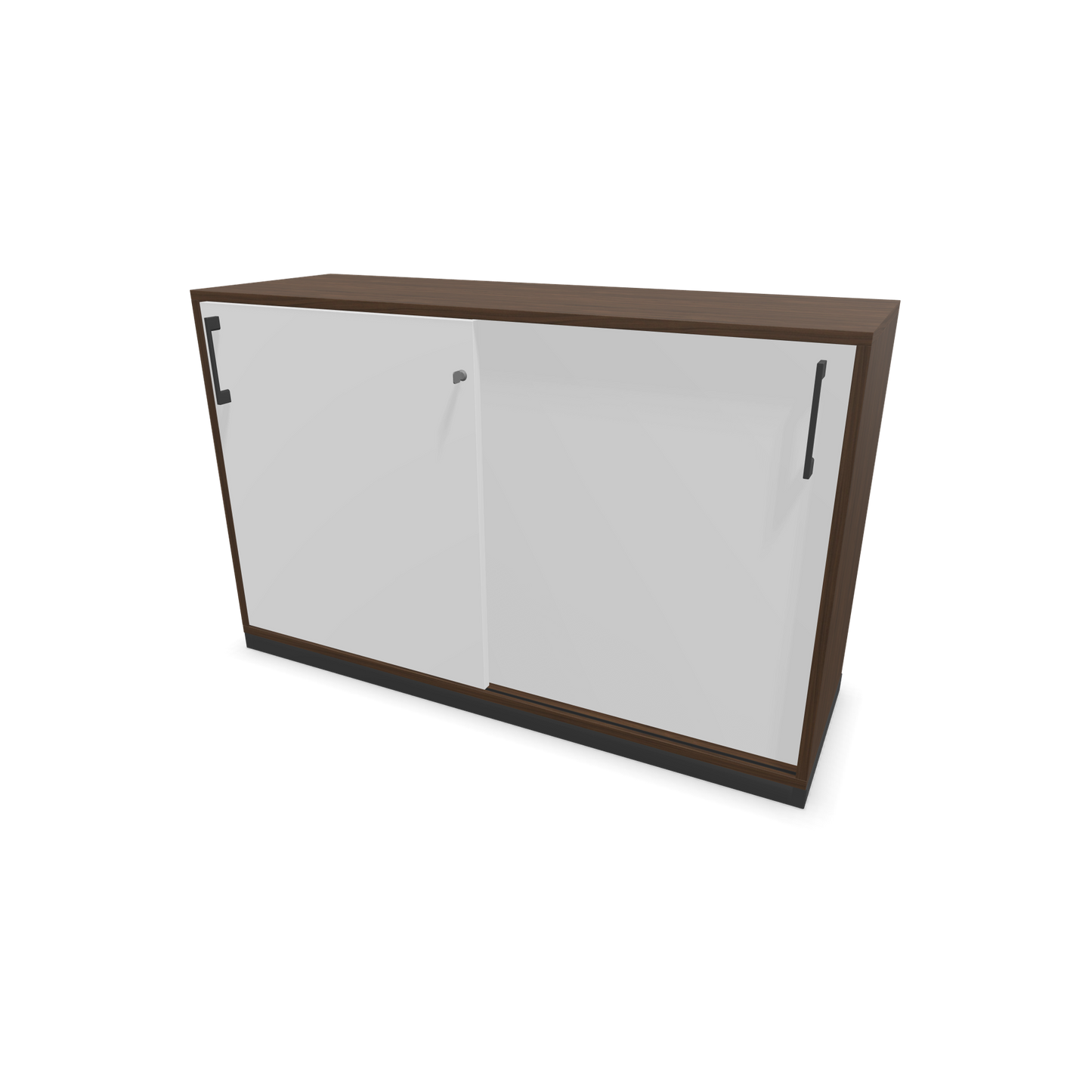 Narbutas Choice Schiebetürschrank 2-OH - 1200mm - Nussbaumdekor dunkel und weisser Front mit Griffen Dunkelgrau - 6027104