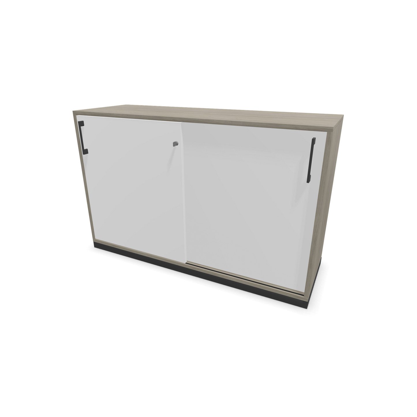 Narbutas Choice Schiebetürschrank 2-OH - 1200mm - Holzdekor grau und weisser Front mit Griffen Dunkelgrau - 6027109