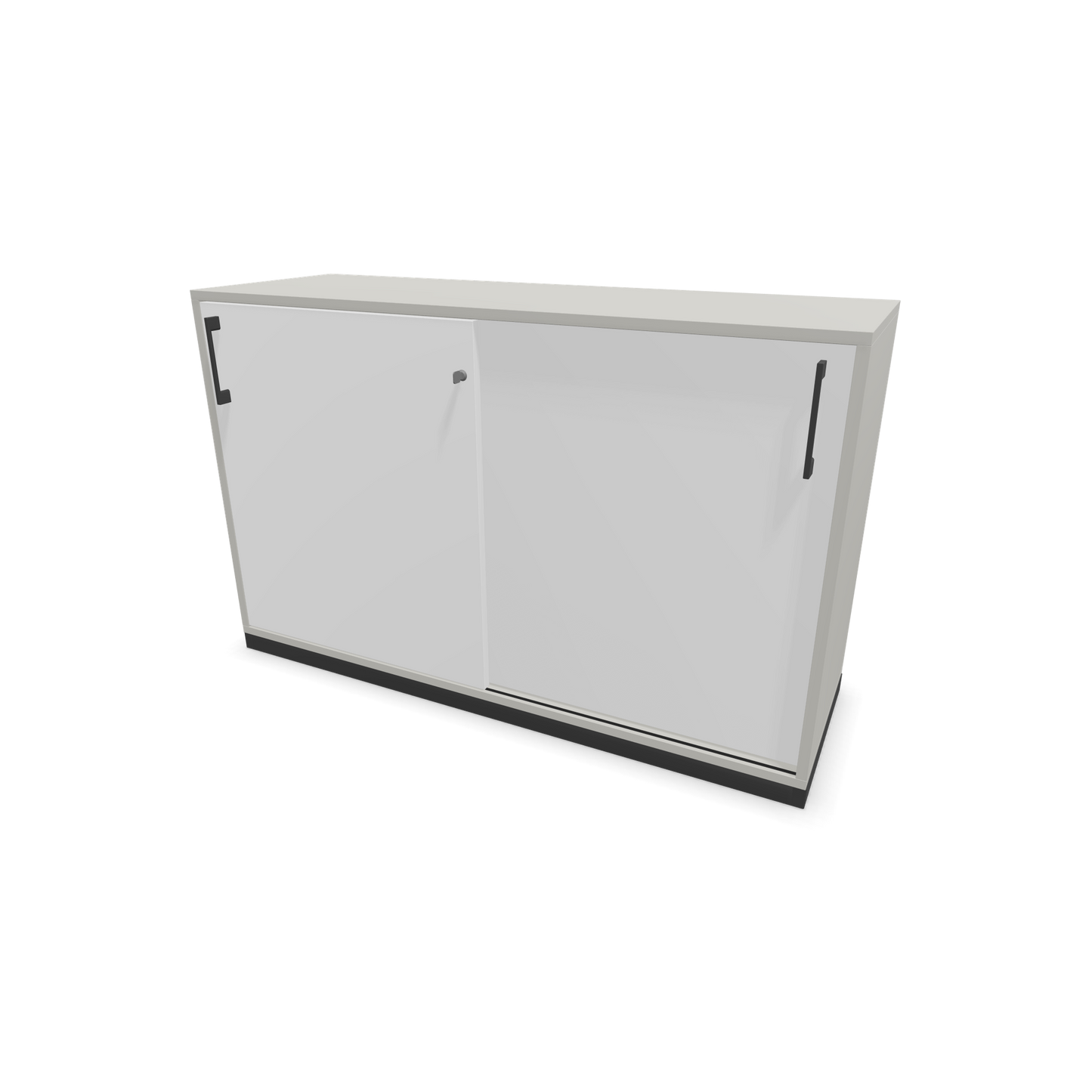 Narbutas Choice Schiebetürschrank 2-OH - 1200mm - Perlgrau und weisser Front mit Griffen Dunkelgrau - 6027147