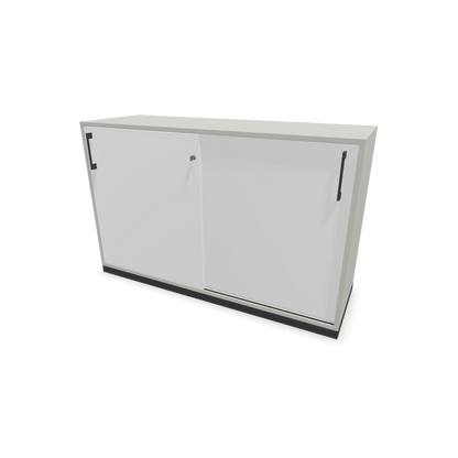 Narbutas Choice Schiebetürschrank 2-OH - 1200mm - Perlgrau und weisser Front mit Griffen Dunkelgrau - 6027147