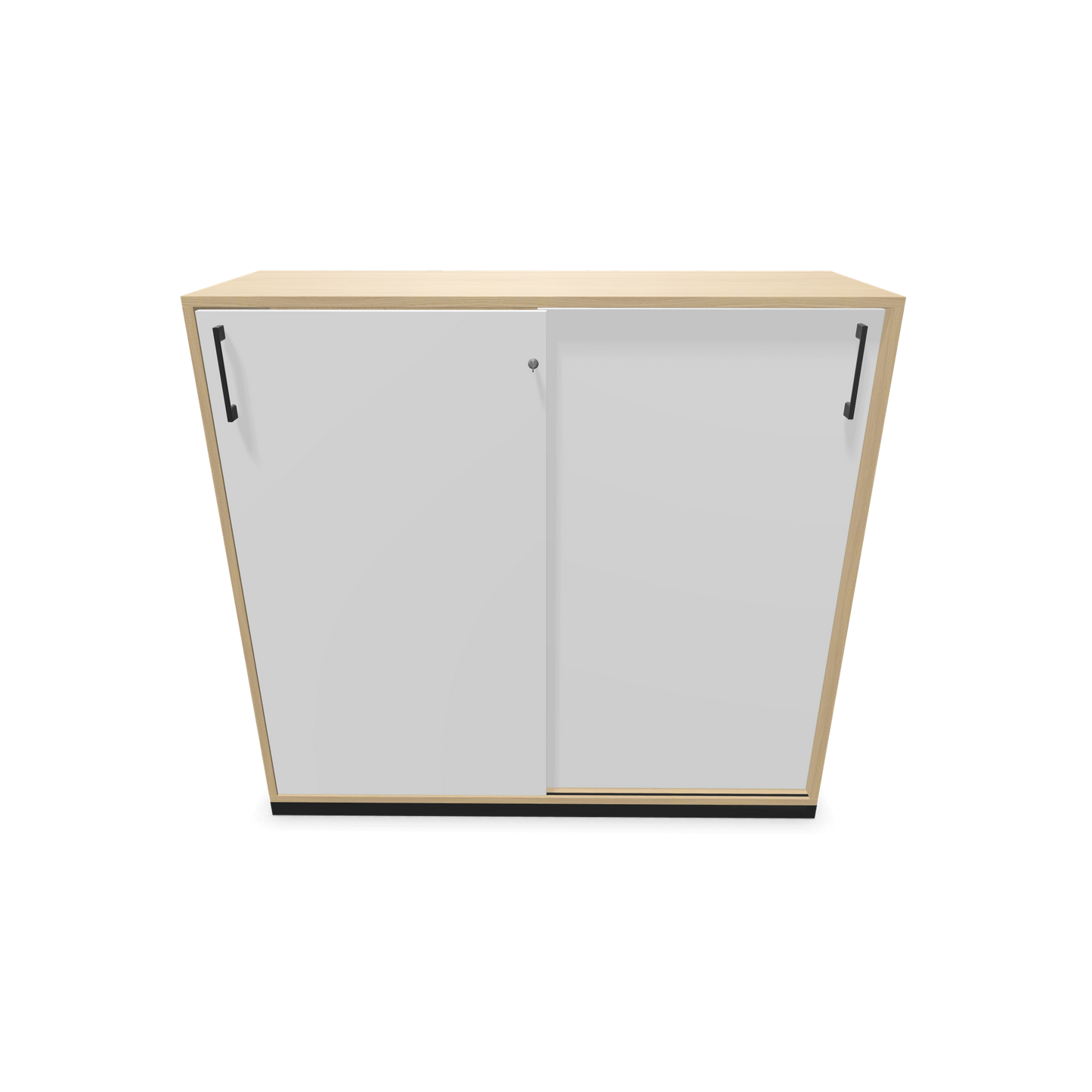 Narbutas Choice Schiebetürschrank 3-OH - 1200mm - Eichendekor gebleicht und weisser Front mit Griffen Schwarz Frontansich - 6027153