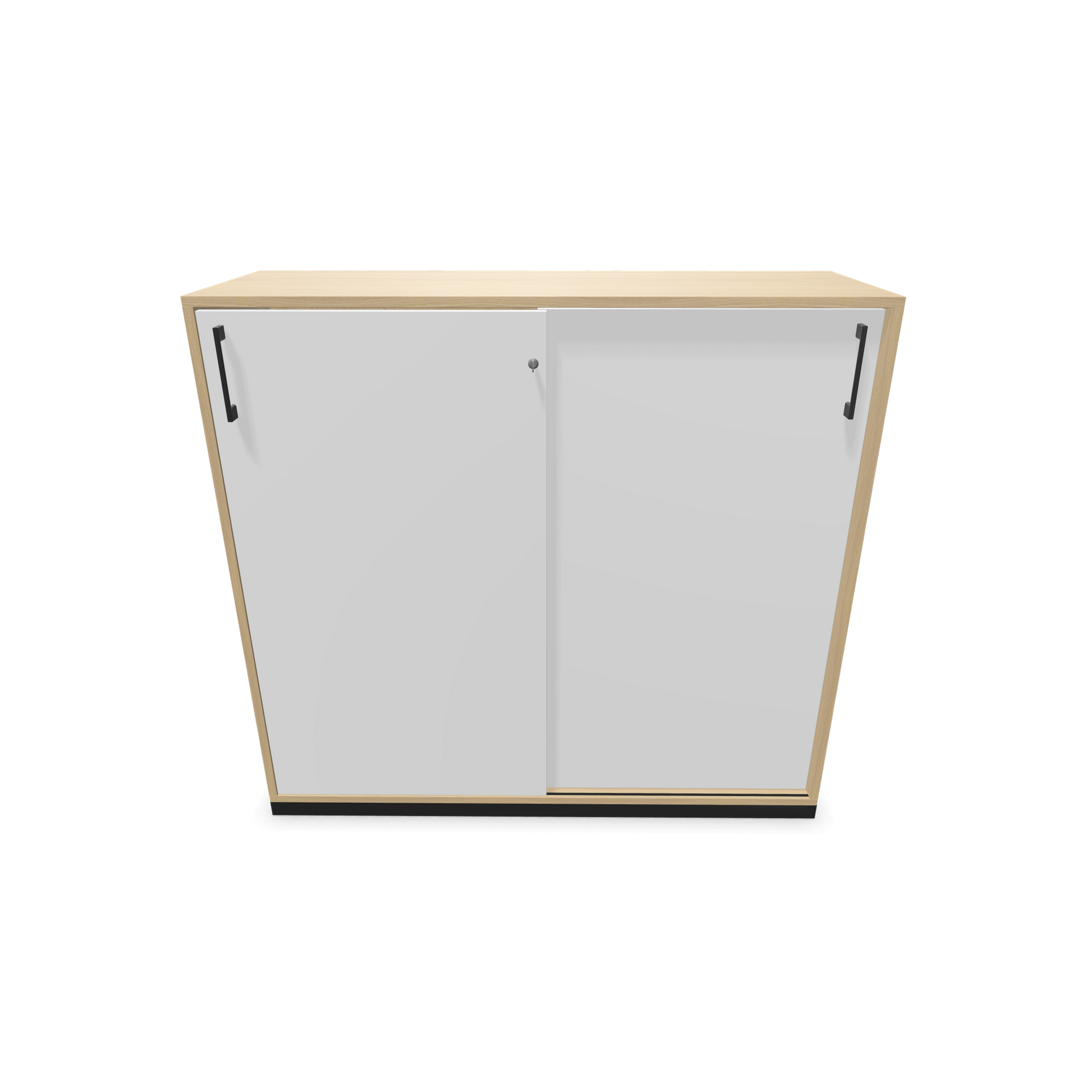 Narbutas Choice Schiebetürschrank 3-OH - 1200mm - Eichendekor gebleicht und weisser Front mit Griffen Schwarz Frontansich - 6027153