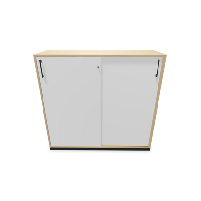 Narbutas Choice Schiebetürschrank 3-OH - 1200mm - Eichendekor gebleicht und weisser Front mit Griffen Schwarz Frontansich - 6027153
