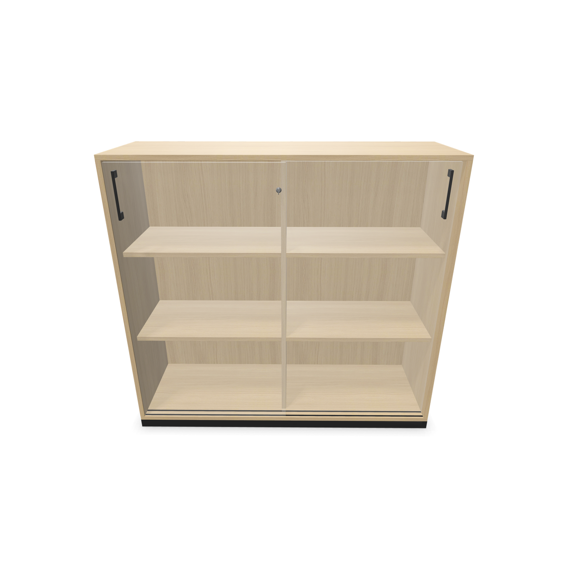 Narbutas Choice Schiebetürschrank 3-OH - 1200mm - Eichendekor gebleicht und weisser Front mit Griffen Schwarz mit Front offen - 6027153