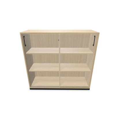 Narbutas Choice Schiebetürschrank 3-OH - 1200mm - Eichendekor gebleicht und weisser Front mit Griffen Schwarz mit Front offen - 6027153