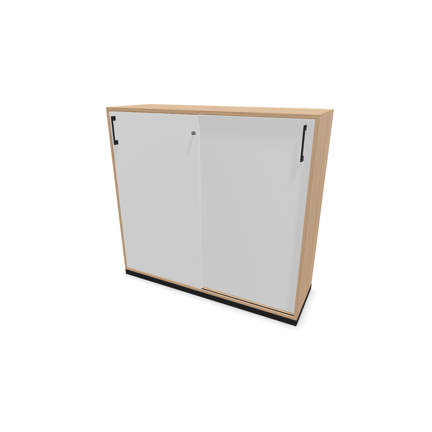 Narbutas Choice Schiebetürschrank 3-OH - 1200mm - Bernsteineichendekor und weisser Front mit Griffen Schwarz - 6027158