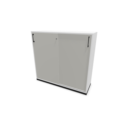 Narbutas Choice Schiebetürschrank 3-OH - 1200mm - Weiss und perlgrauer Front mit Griffen Schwarz - 6027185