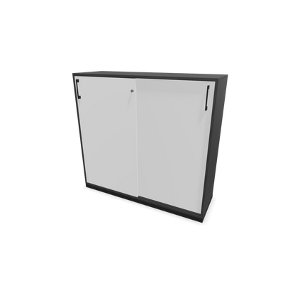 Narbutas Choice Schiebetürschrank 3-OH - 1200mm - Dunkelgrau und weisser Front mit Griffen Schwarz - 6027191
