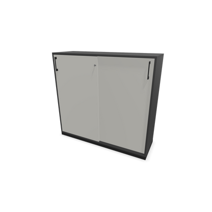 Narbutas Choice Schiebetürschrank 3-OH - 1200mm - Dunkelgrau und perlgrauer Front mit Griffen Schwarz - 6027194
