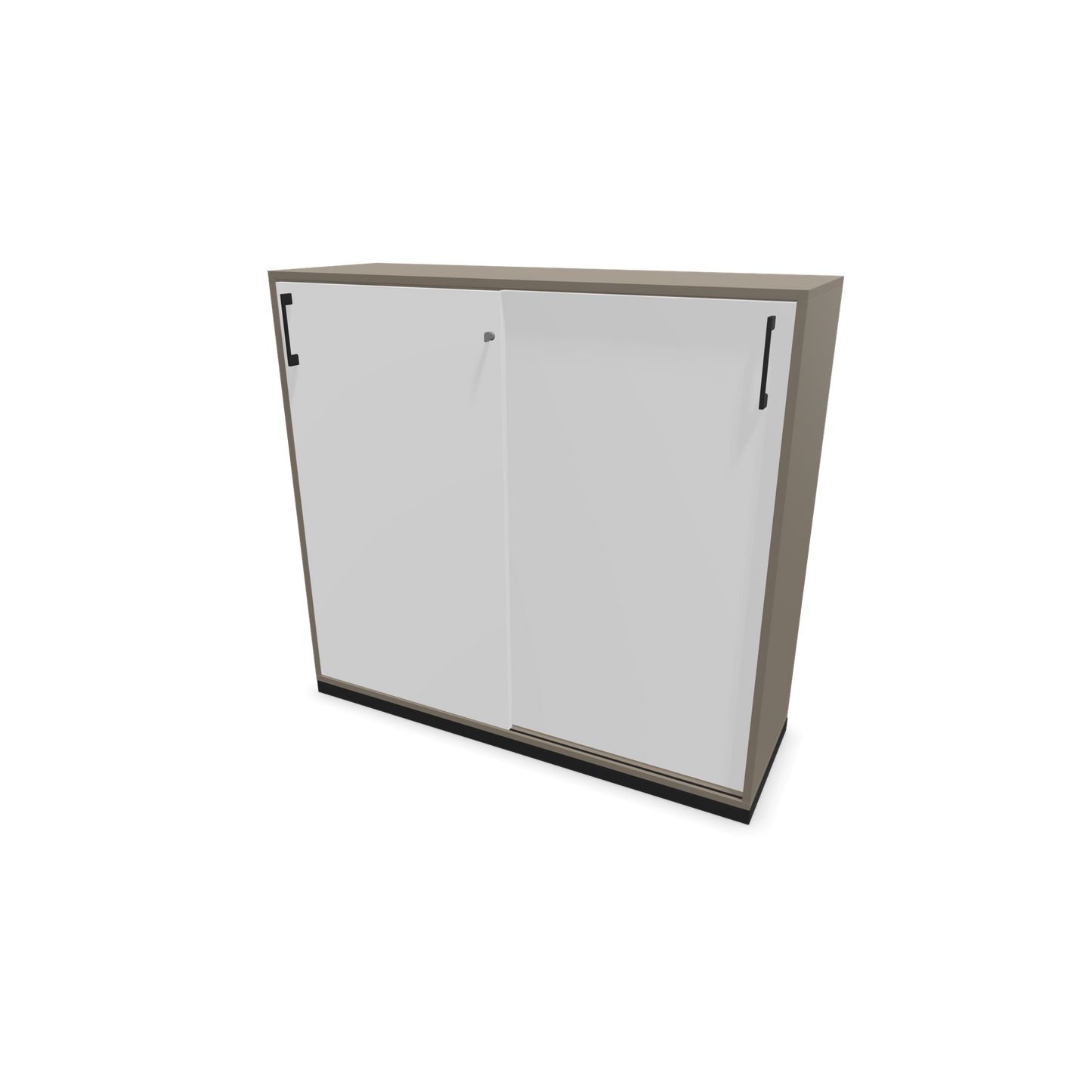 Narbutas Choice Schiebetürschrank 3-OH - 1200mm - Cubanitgrau und weisser Front mit Griffen Schwarz - 6027200