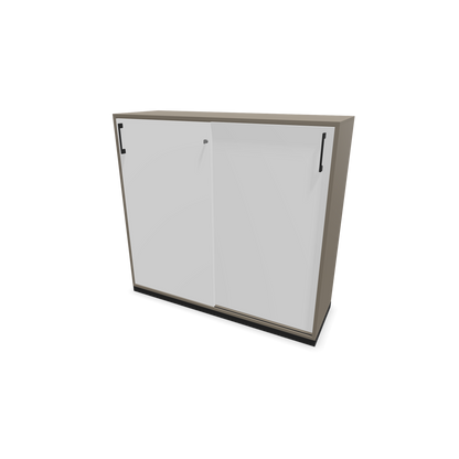 Narbutas Choice Schiebetürschrank 3-OH - 1200mm - Cubanitgrau und weisser Front mit Griffen Schwarz - 6027200