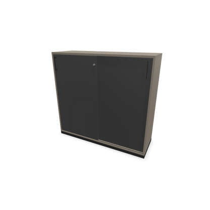 Narbutas Choice Schiebetürschrank 3-OH - 1200mm - Cubanitgrau und dunkelgrauer Front mit Griffen Schwarz - 6027201