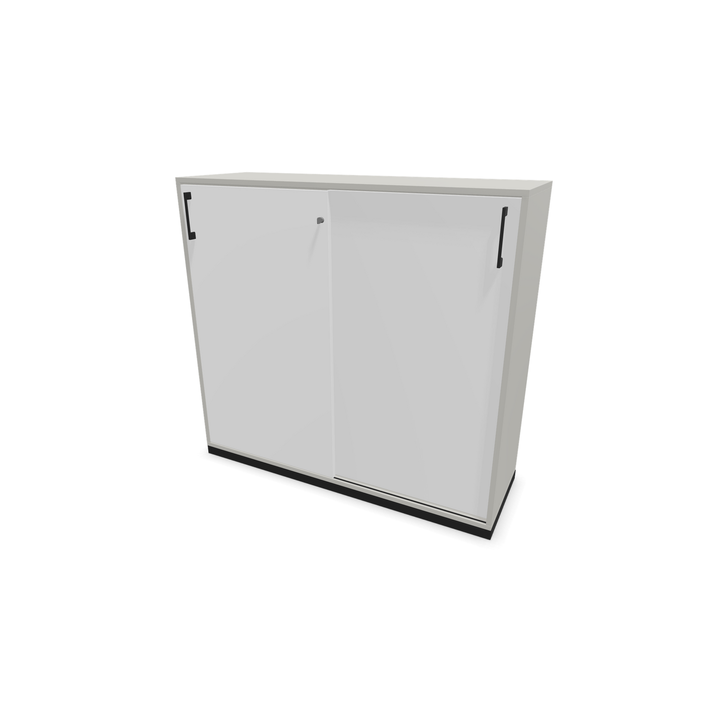Narbutas Choice Schiebetürschrank 3-OH - 1200mm - Perlgrau und weisser Front mit Griffen Schwarz - 6027209