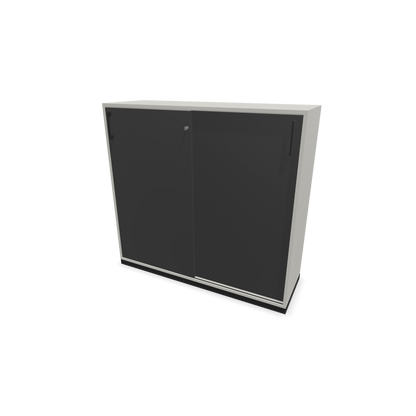 Narbutas Choice Schiebetürschrank 3-OH - 1200mm - Perlgrau und dunkelgrauer Front mit Griffen Schwarz - 6027210