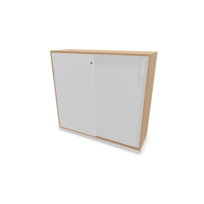 Narbutas Choice Schiebetürschrank 3-OH - 1200mm - Bernsteineichendekor und weisser Front mit Griffen Weiss - 6027219