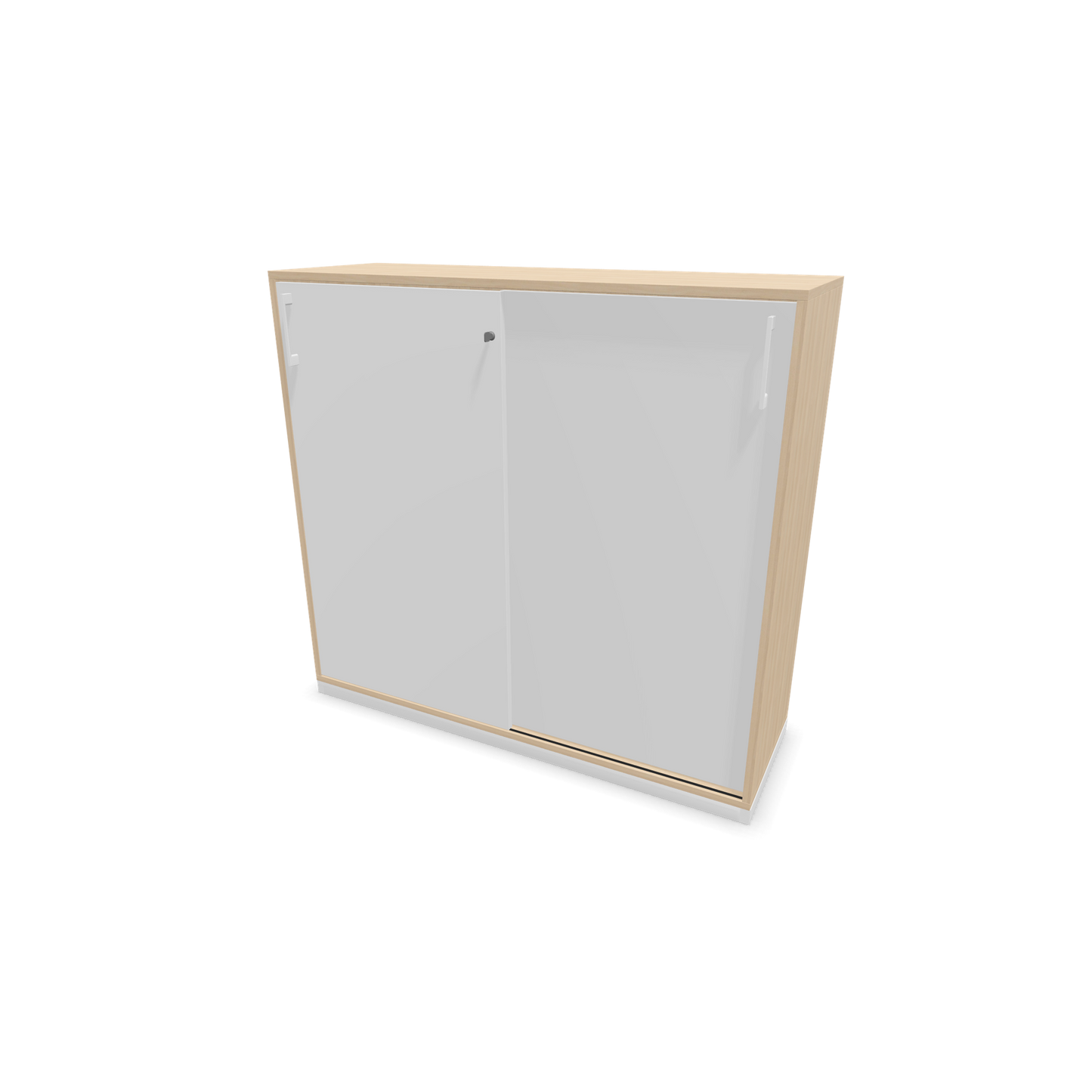 Narbutas Choice Schiebetürschrank 3-OH - 1200mm - Eschendekor sandbeige und weisser Front mit Griffen Weiss - 6027224