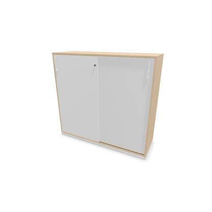 Narbutas Choice Schiebetürschrank 3-OH - 1200mm - Eschendekor sandbeige und weisser Front mit Griffen Weiss - 6027224