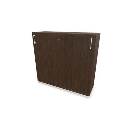 Narbutas Choice Schiebetürschrank 3-OH - 1200mm - Nussbaumdekor dunkel mit Griffen Weiss - 6027228