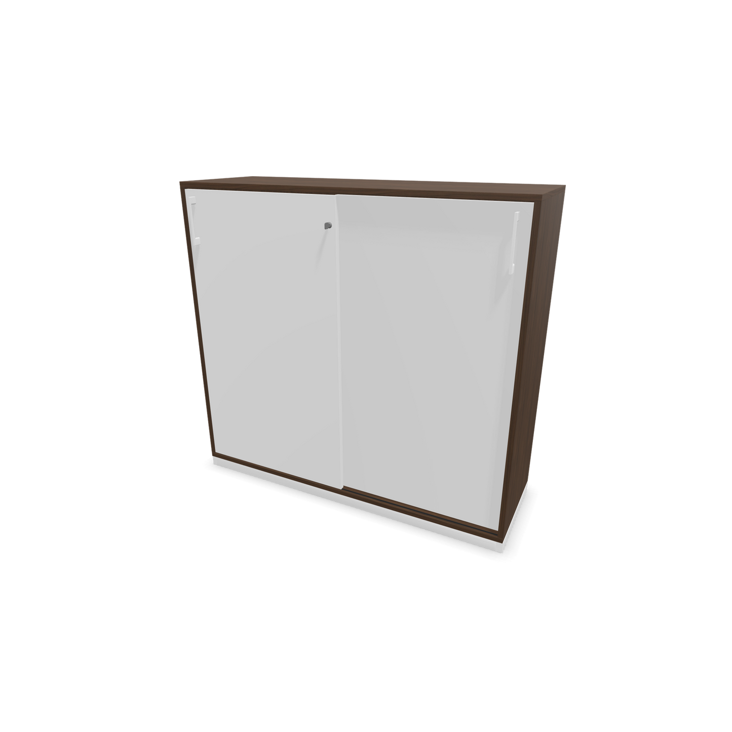 Narbutas Choice Schiebetürschrank 3-OH - 1200mm - Nussbaumdekor dunkel und weisser Front mit Griffen Weiss - 6027229