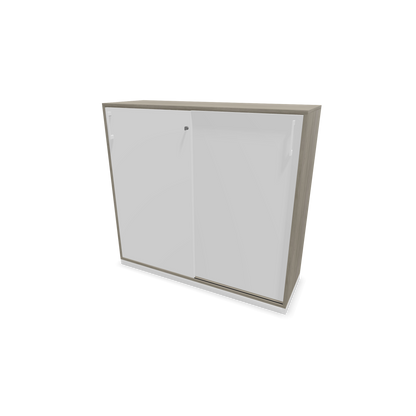 Narbutas Choice Schiebetürschrank 3-OH - 1200mm - Holzdekor grau und weisser Front mit Griffen Weiss - 6027234
