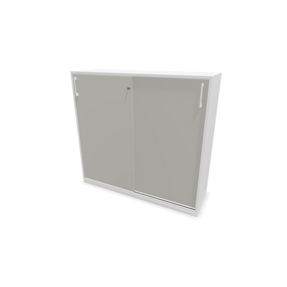 Narbutas Choice Schiebetürschrank 3-OH - 1200mm - Weiss und perlgrauer Front mit Griffen Weiss - 6027246