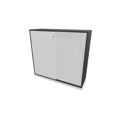 Narbutas Choice Schiebetürschrank 3-OH - 1200mm - Dunkelgrau und weisser Front mit Griffen Weiss - 6027252
